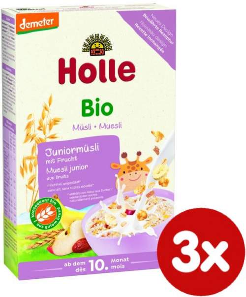 HOLLE BIO Junior musli 3 zrnné s ovocem 3× 250 g