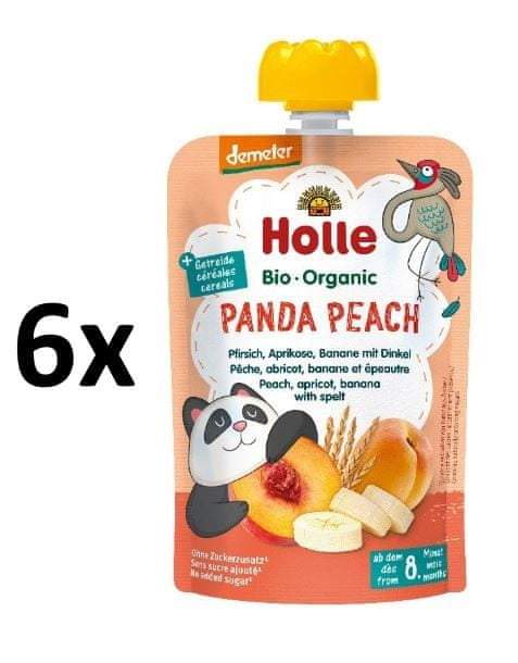 HOLLE Panda Peach BIO broskev meruňka banan špalda 6 × 100 g