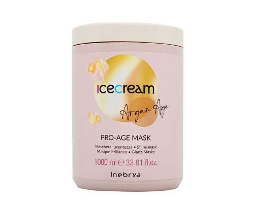 Inebrya Ice Cream Argan Age Pro-Age Mask maska na bázi arganového oleje pro zářivý lesk vlasů 1000 ml