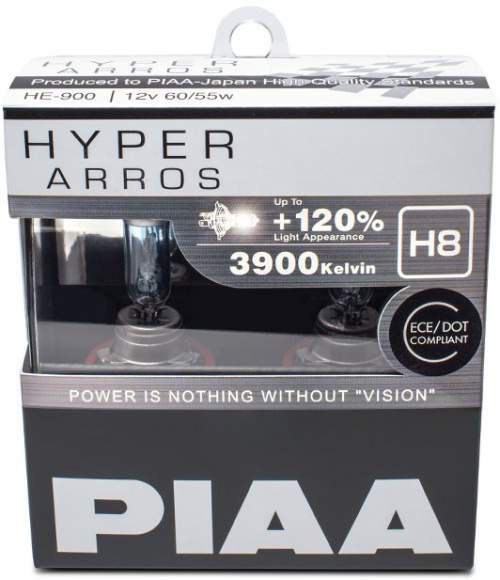 PIAA Hyper Arros 3900K H8 + 120% zvýšený jas, 2ks HE-904