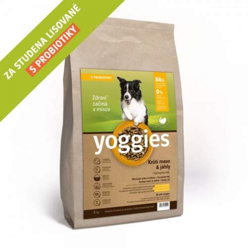 Yoggies Monoproteinové granule s krůtím masem a jáhly, lisované za studena s probiotiky Velikost balení: 5 kg