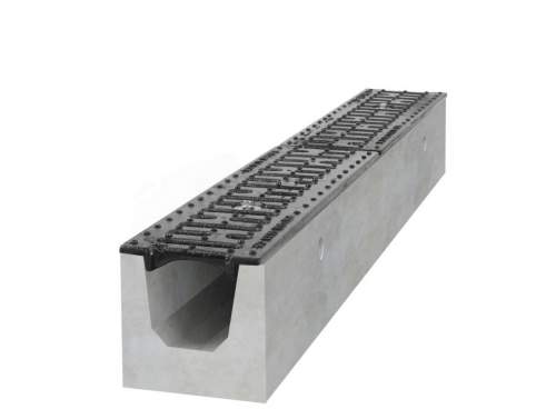 Gutta betonový žlab B125 s litinovou mříží H250 d. 1000 x š. 200 x v. 250 mm