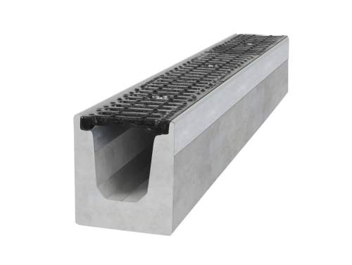 Gutta betonový žlab C250 s litinovou mříží  H160 d. 1000 x š. 145 x v. 160 mm