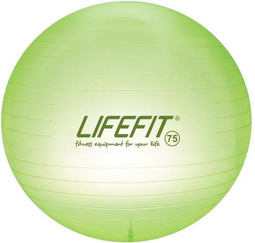 Lifefit Gymnastický míč LIFEFIT TRANSPARENT 75 cm, sv. zelený