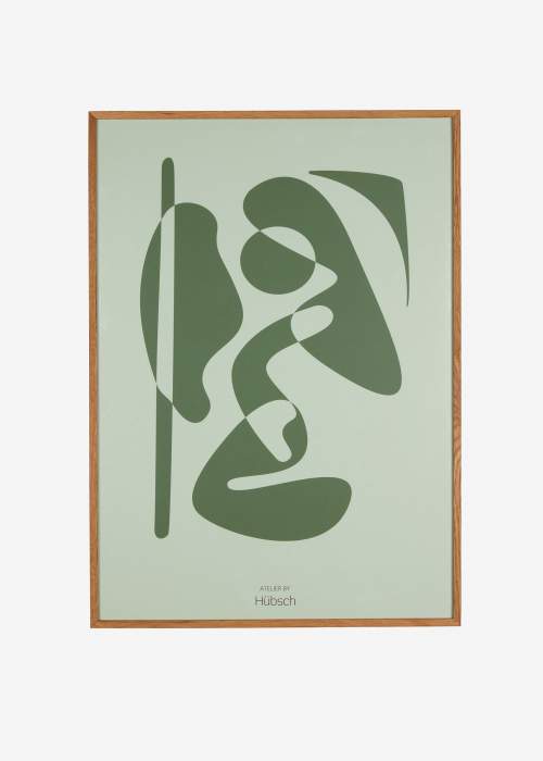 Hübsch Obraz Zelená 50 x 70 cm s dřevěným dubovým rámem Parade