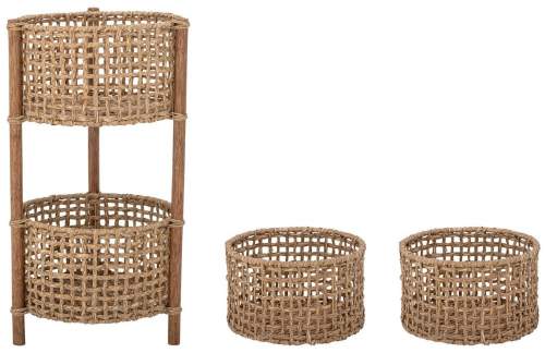 Bloomingville Caro Set dvou přírodních košů a regálu