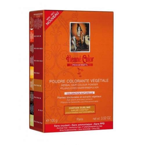 Henné Color Prášková rostlinná barva na vlasy Premium Végétal 100g Kaštan