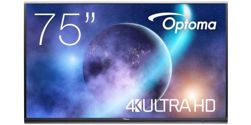 Optoma 5752RK IFPD 75" -  interaktivní dotykový, 4K UHD, multidotyk 20prstu, Android, antireflexní tvrzené sklo