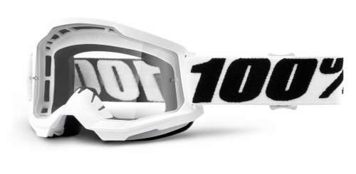 Motokrosové brýle 100% Strata 2 Everest bílo-černá, čiré plexi