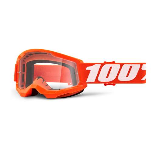 Dětské motokrosové brýle 100% Strata 2 Youth, Orange oranžová, čiré plexi