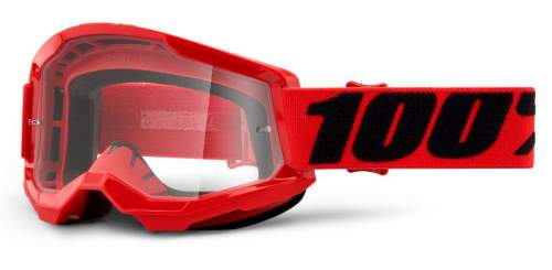 Motokrosové brýle 100% Strata 2  červená, čiré plexi