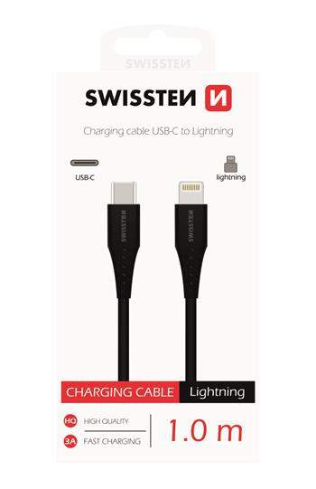 Swissten datový kabel USB-C / lightning 1,0 m černý; 71506513