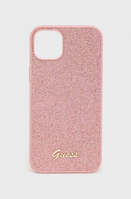 Guess PC/TPU Glitter Flakes Metal Logo Zadní Kryt pro iPhone 14 Plus Pink 57983110932