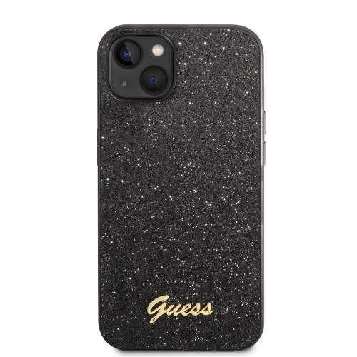 Kryt na mobil Guess PC/TPU Glitter Flakes Metal Logo Zadní Kryt pro iPhone 14 Plus Black