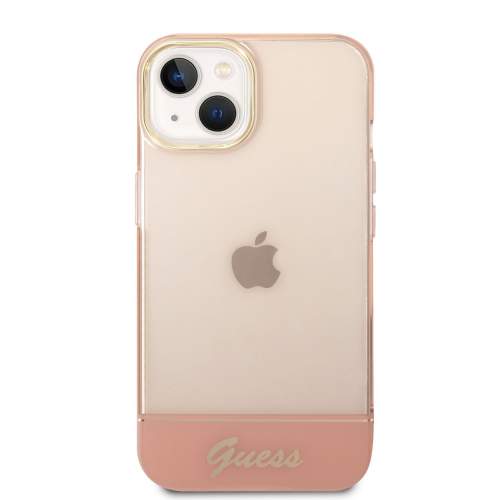 Guess Camera Outline Translucent kryt pro iPhone 14 Plus - růžový 3666339088354