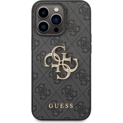 Zadní kryt Guess PU 4G Metal Logo pro Apple iPhone 14 Pro Max, šedá