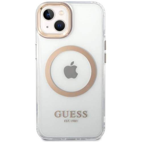 Kryt na mobil Guess Transparent MagSafe Kompatibilní Zadní Kryt pro iPhone 14 Gold