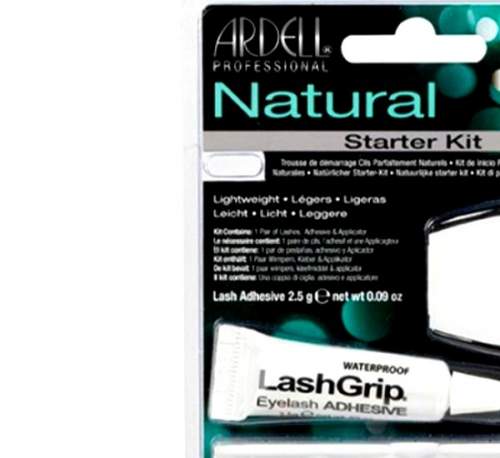 Ardell Natural 110 odstín Black sada umělé řasy 1 pár + lepidlo na řasy LashGrip 2,5 g + aplikátor 1 ks