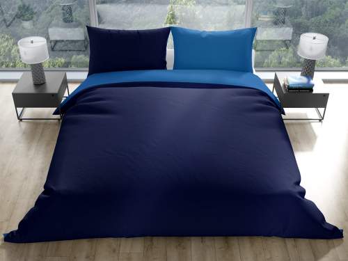 Gipetex Natural Dream Italské povlečení 100% bavlna LUX Doubleface světle/tmavě modrá - 140x220 / 70x90 cm