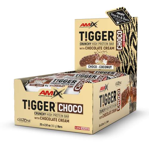 Amix TIGGER Zero Choco Protein Bar Chocolate-Coconut 20x60g