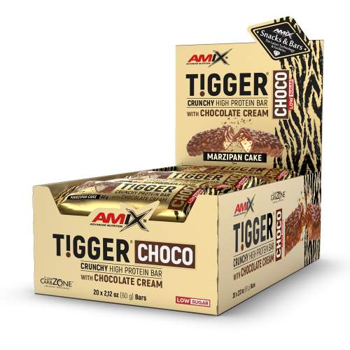 Amix TIGGER Zero Choco Protein Bar 20x60g Marzipan Cake