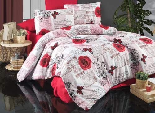 Brotex Povlečení francouzské bavlna 240x220,70x90 Red roses, Výběr zapínání: zipový uzávěr
