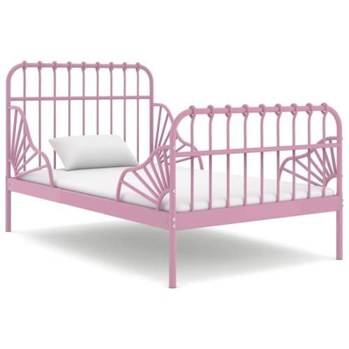 Emaga Prodloužitelný rám postele růžový kov 80 x 130/200 cm