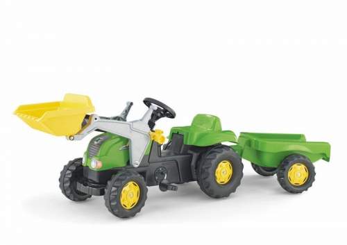 Šlapací traktor Rolly Kid s přívěsem a nakladačem-zelený