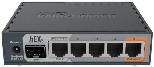 MikroTik RouterBOARD hEX S, 880MHz dual-core CPU, 256MB RAM, 5x LAN, 1x SFP, PoE in/out,USB,microSD slot, vč. L4 licence RB760iGS