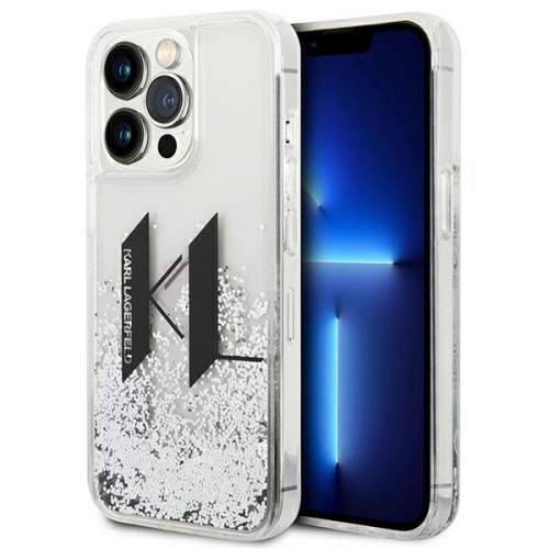 Karl Lagerfeld hard iPhone 14 PRO MAX 6.7" silver Liquid Glitter Big KL