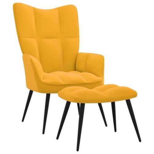 vidaXL Relaxační se stoličkou hořčicově žluté samet
