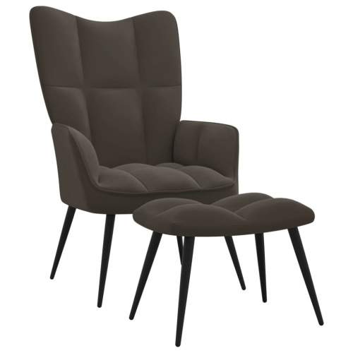 vidaXL Relaxační se stoličkou tmavě šedé samet