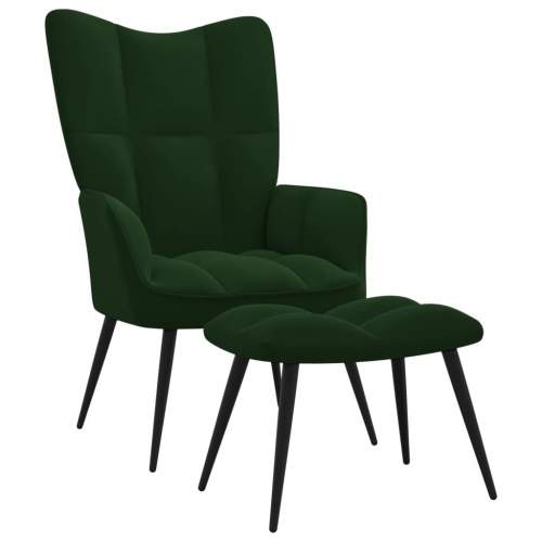 vidaXL Relaxační se stoličkou tmavě zelené samet