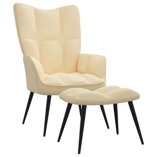 vidaXL Relaxační se stoličkou krémově bílé samet