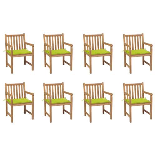 Emaga Zahradní židle 8 ks zelené podušky teak