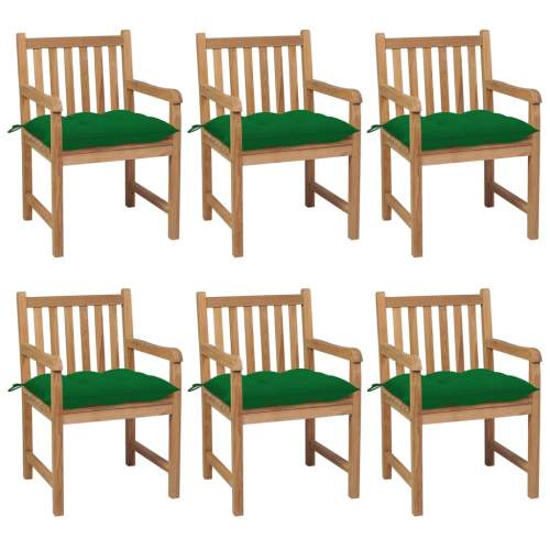 Emaga Zahradní židle 6 ks zelené podušky teak