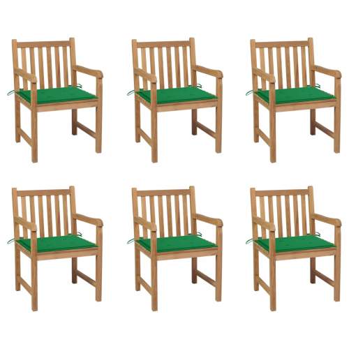 Emaga Zahradní židle 6 ks zelené podušky teak