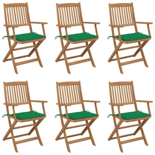 Skládací zahradní židle s poduškami 6 ks masivní akácie, 3074945