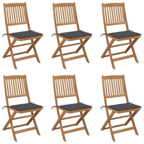 Skládací zahradní židle s poduškami 6 ks masivní akácie, 3074994