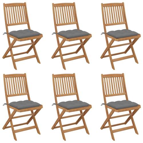Skládací zahradní židle s poduškami 6 ks masivní akácie, 3075010