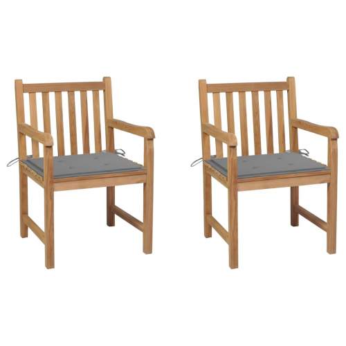 Zahradní židle 2 ks šedé podušky masivní teakové dřevo, 3062731