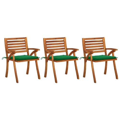 Zahradní jídelní židle s poduškami 3 ks masivní akáciové dřevo, 3060796