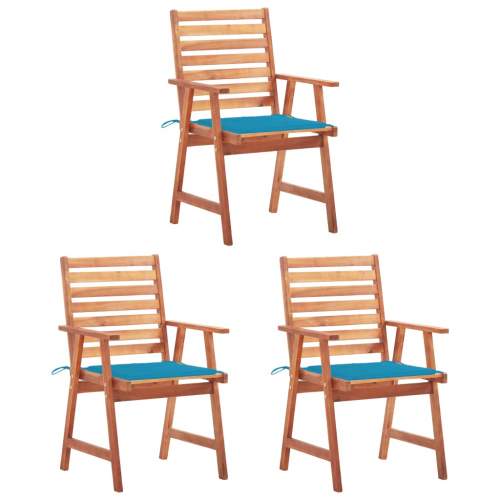 Zahradní jídelní židle s poduškami 3 ks masivní akáciové dřevo, 3064351