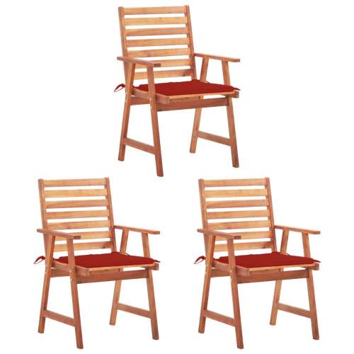 Zahradní jídelní židle s poduškami 3 ks masivní akáciové dřevo, 3064353