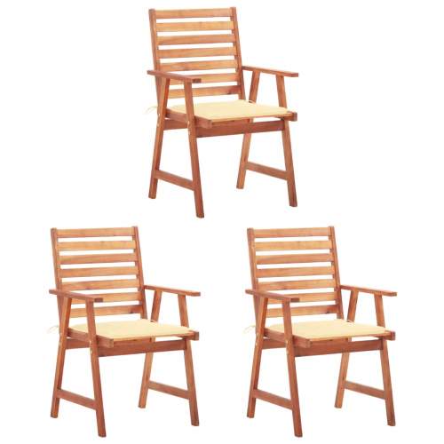 Zahradní jídelní židle s poduškami 3 ks masivní akáciové dřevo, 3064349
