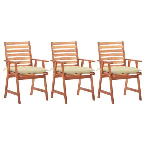 Zahradní jídelní židle s poduškami 3 ks masivní akáciové dřevo, 3064364