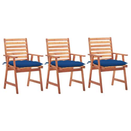 Zahradní jídelní židle s poduškami 3 ks masivní akáciové dřevo, 3064372