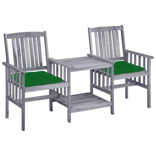 Zahradní židle s čajovým stolkem a poduškami masivní akácie, 3061322