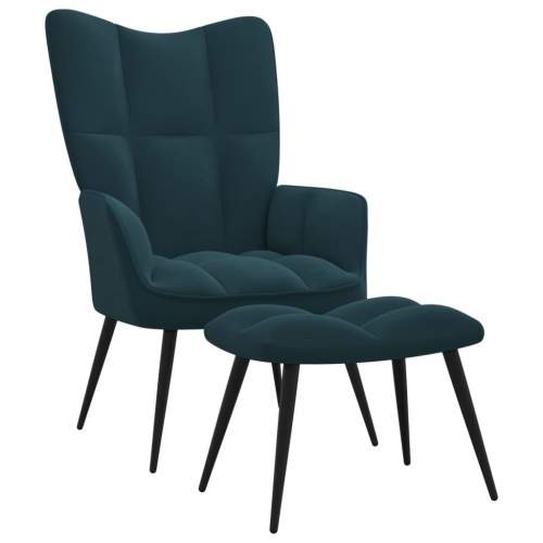 Relaxační křeslo se stoličkou modré samet, 328094