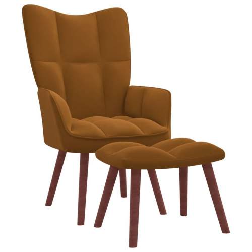 Relaxační křeslo se stoličkou hnědé samet , 328070